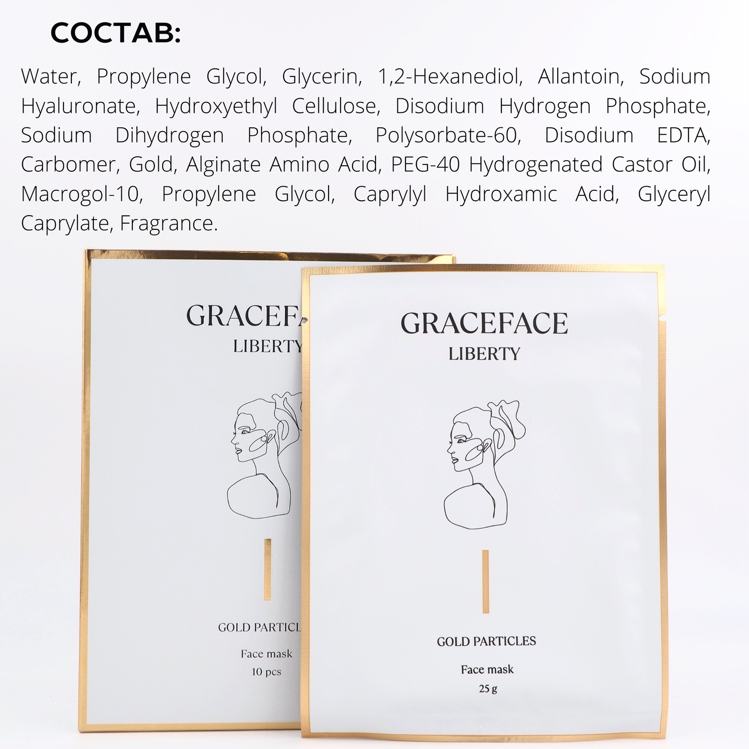 Набор тканевых масок для лица GraceFACE увлажняющие с частицами золота и гиалуроновой кислотой 10 шт - фото 7