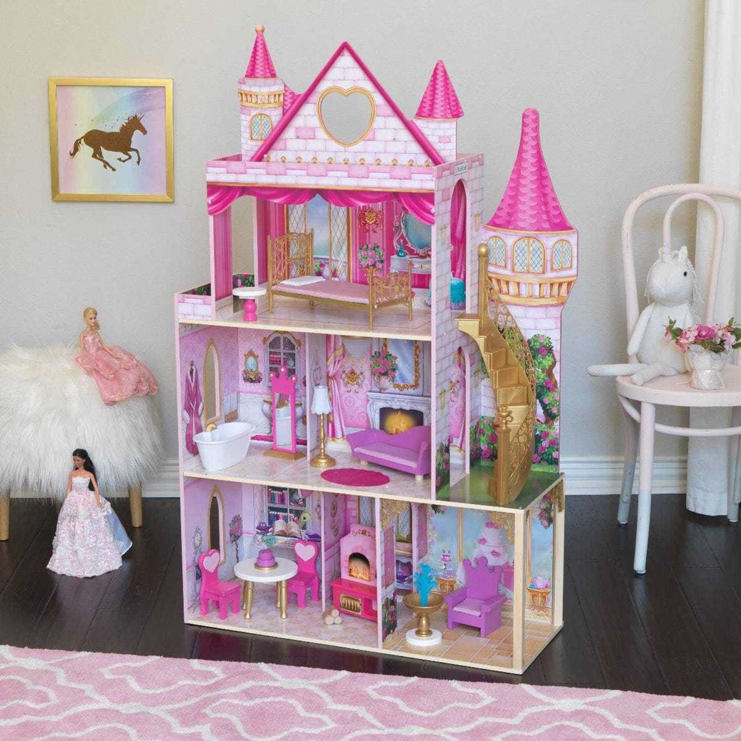 Кукольный домик  KidKraft Розовый Замок с мебелью 16 предмета свет звук 10117_KE 10117_KE - фото 2