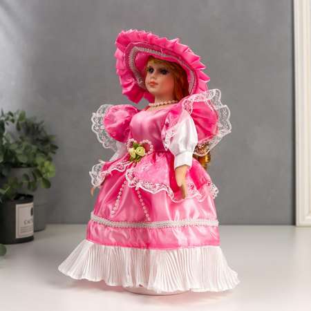 Кукла коллекционная Зимнее волшебство керамика «Леди Марго в розовом платье» 30 см