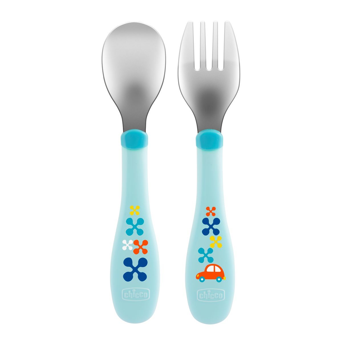 Набор приборов Chicco Metal Cutlery ложка+вилка с 18месяцев Голубой - фото 1