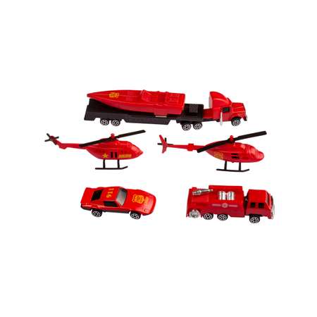 Набор металлических машинок Handers Трейлер: пожарные 6 предметов размер 7-17 см