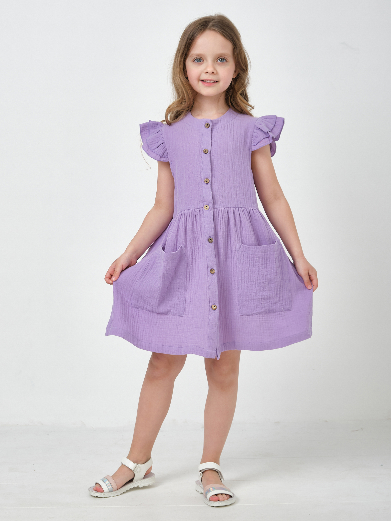 Платье CHILDREAM платье из муслина сиреневое - фото 1