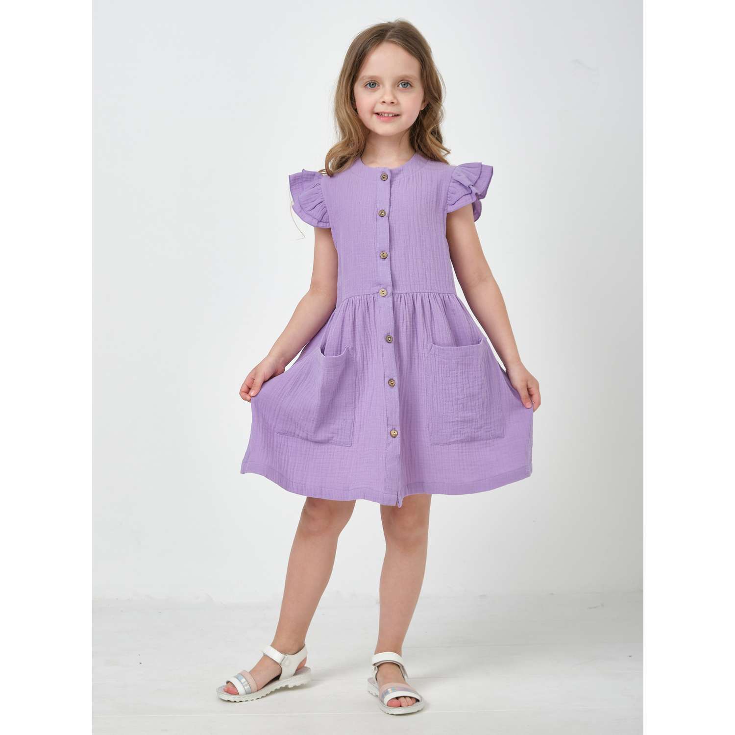 Платье CHILDREAM платье из муслина сиреневое - фото 1