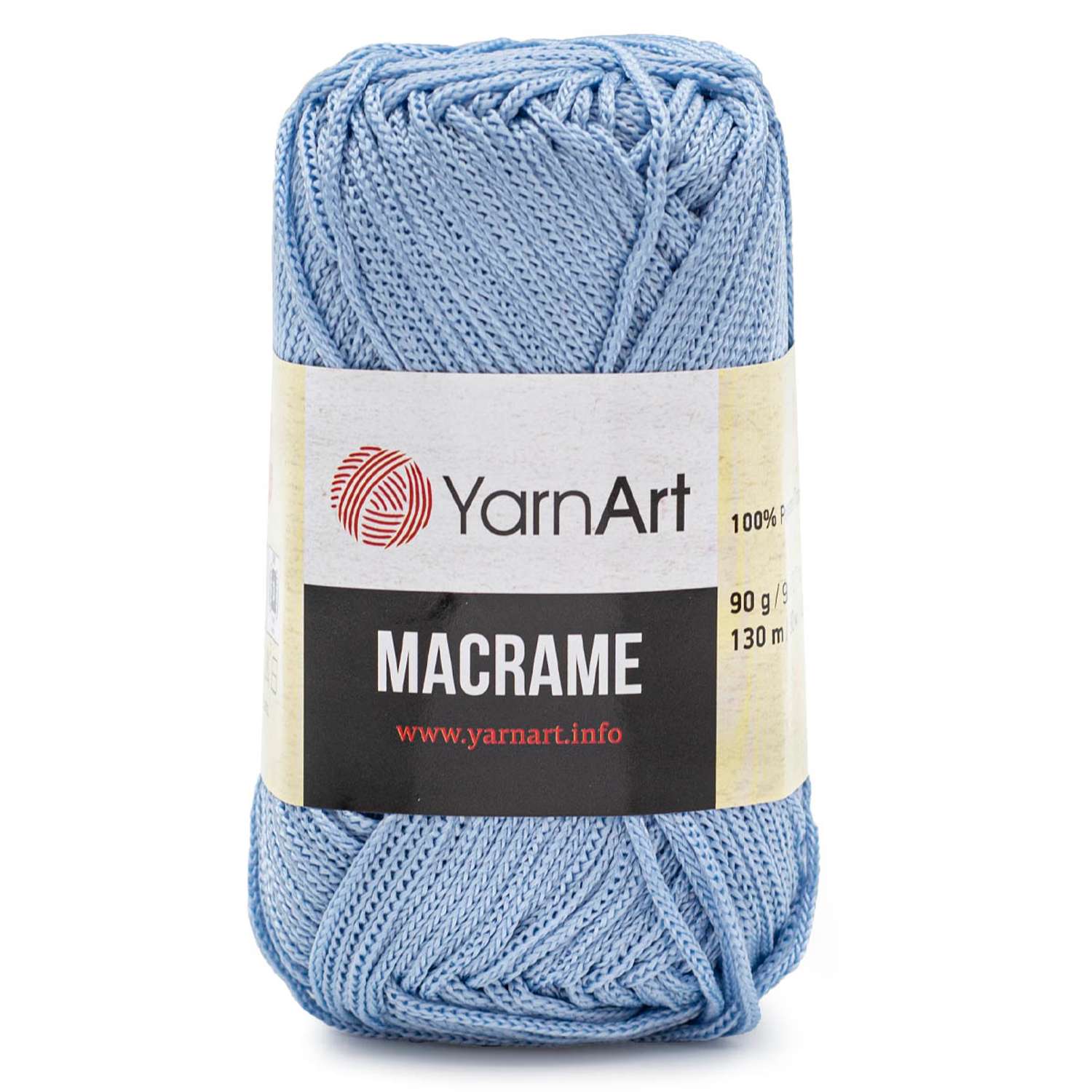 Пряжа YarnArt Macrame прочная в виде шнура полиэстер 90 г 130 м 133 голубой 6 мотков - фото 6
