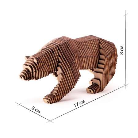 Деревянный конструктор Uniwood Медведь с набором карандашей