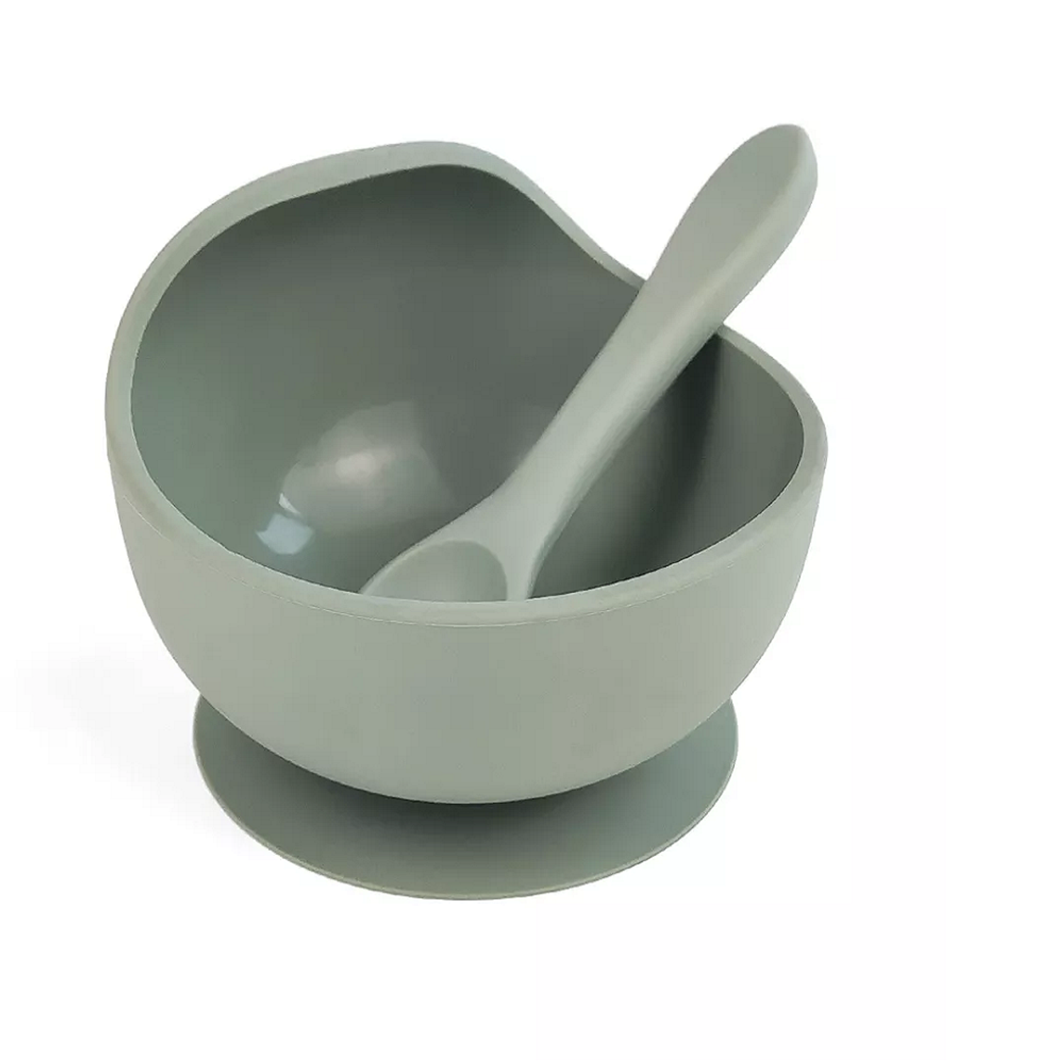 Набор детской посуды MIKMEL Sage Набор для прикорма силиконовая тарелка на присоске + ложка - фото 1