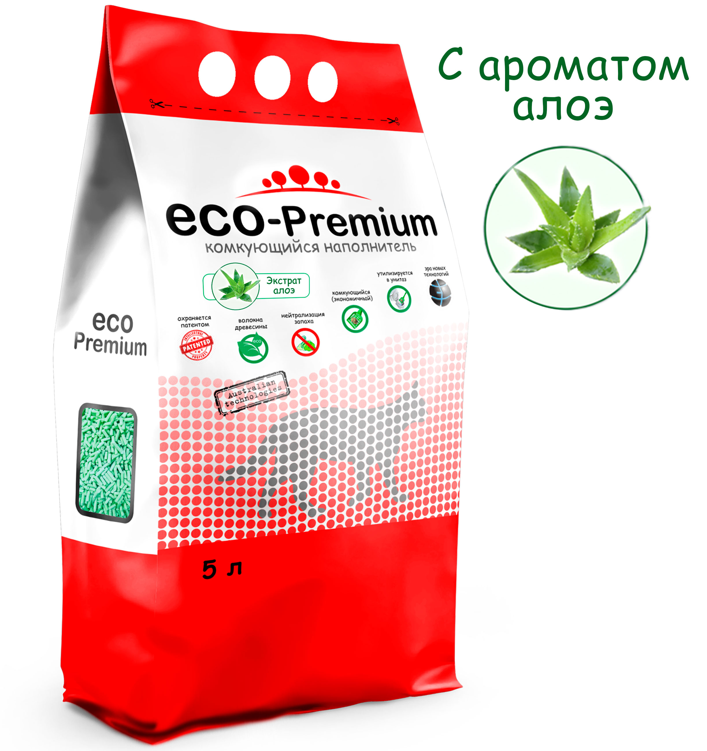 Наполнитель для кошек Eco premium Алоэ древесный 5л - фото 1