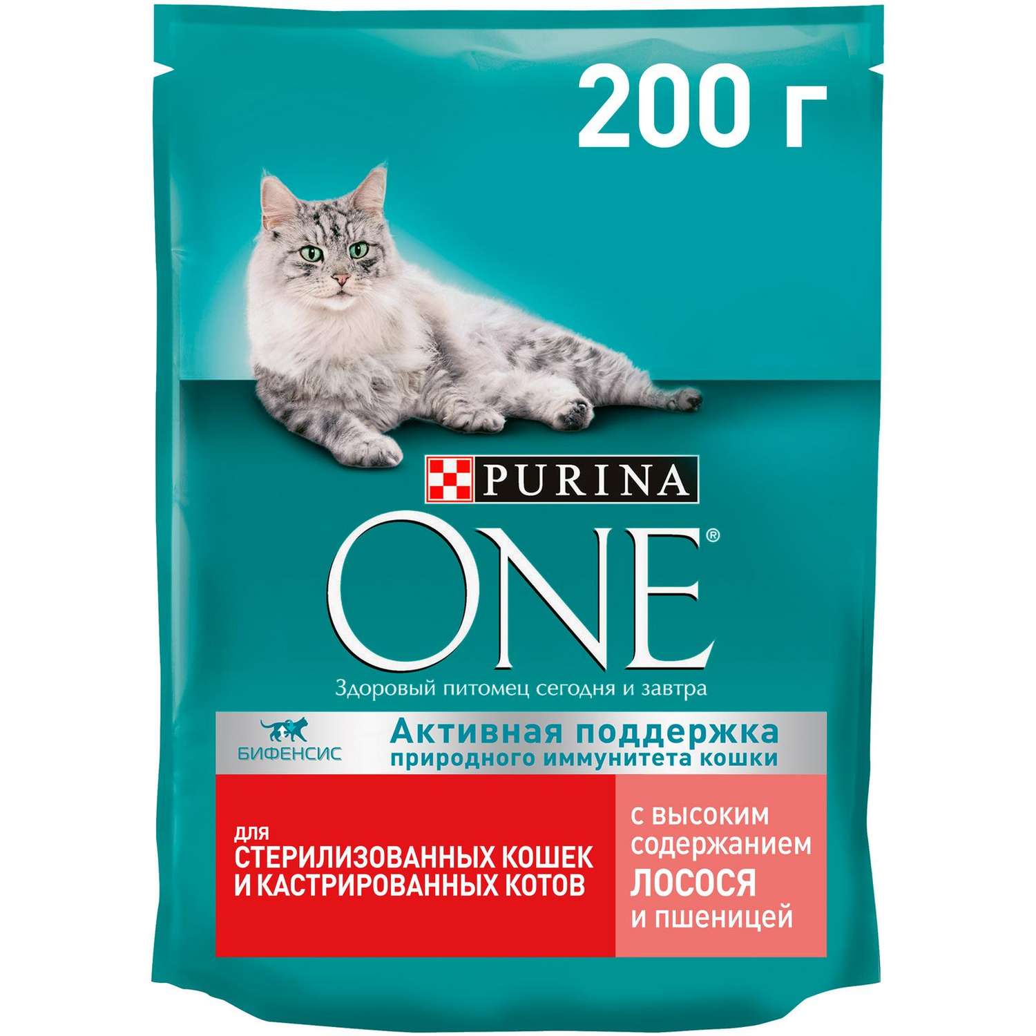 Корм для кошек Purina One при стерилизации и кастрации лосось-пшеница 200г - фото 1