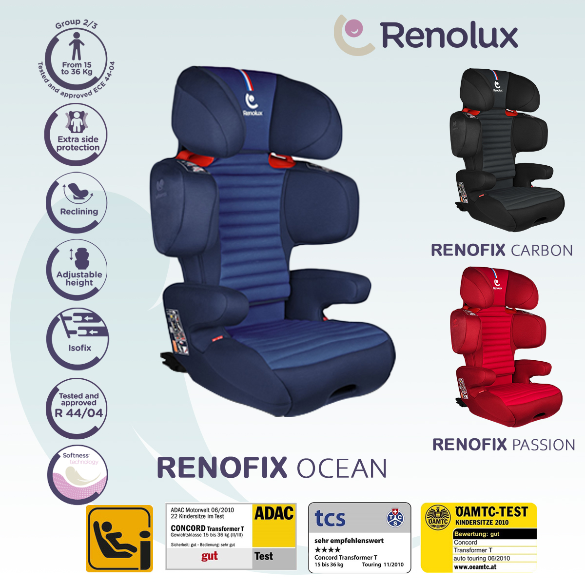 Автокресло Renolux Renofix ocean 2/3 Синий - фото 12