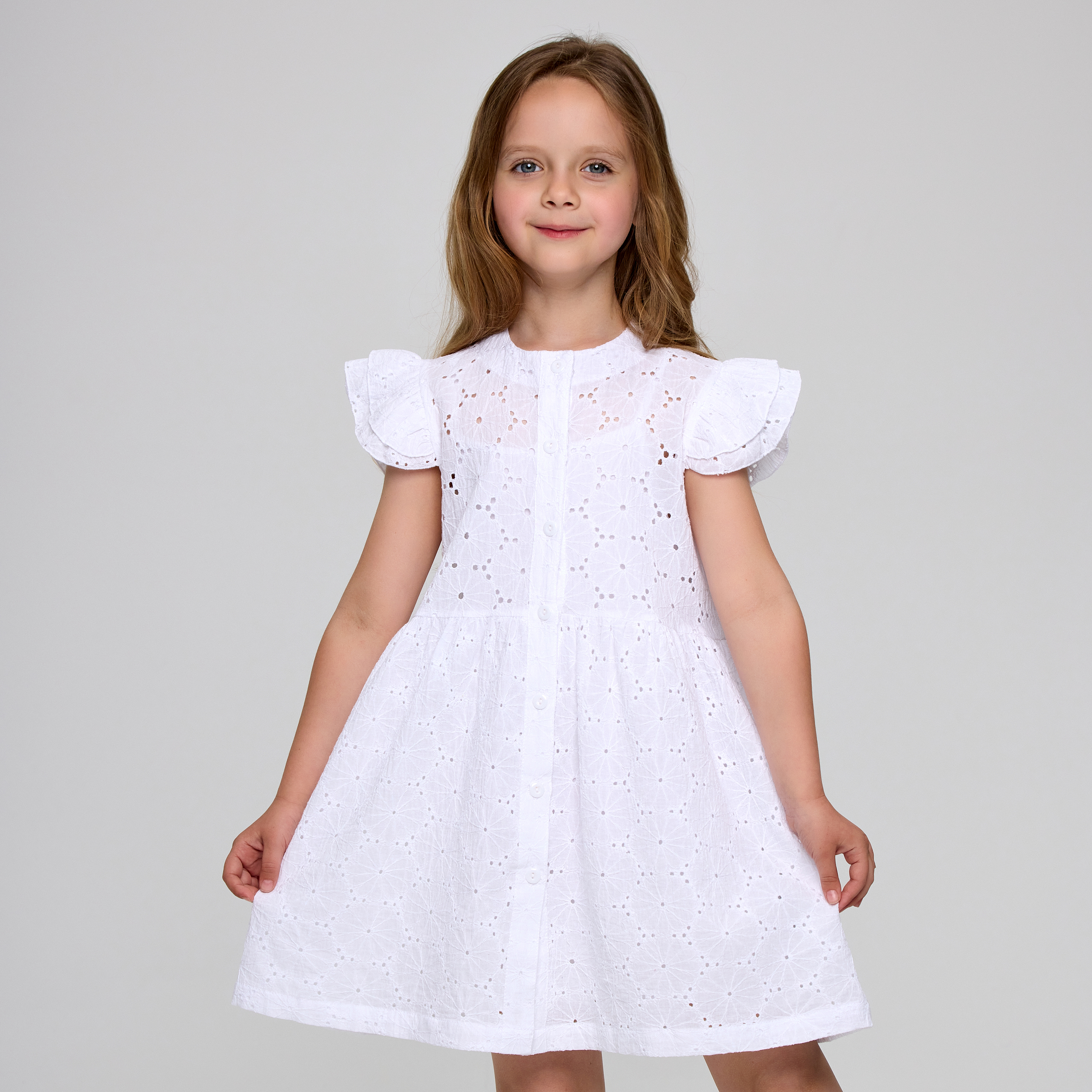 Платье CHILDREAM выбитый хлопок шитье белый - фото 3