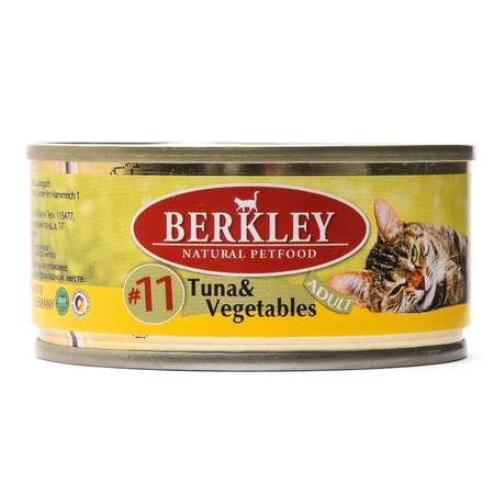 Корм влажный для кошек Berkley 100г №11 тунец с овощами консервированный
