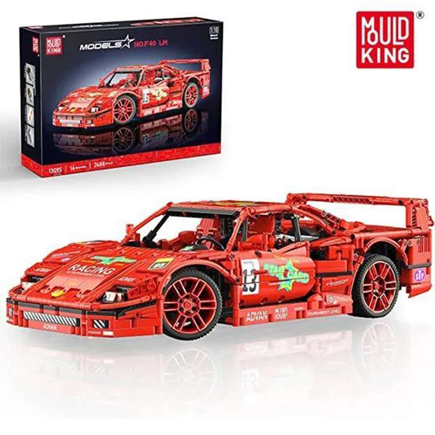 Конструктор Mould King Ferrari F40 LM 1:10 статическая версия без моторизации 2688 д - фото 1