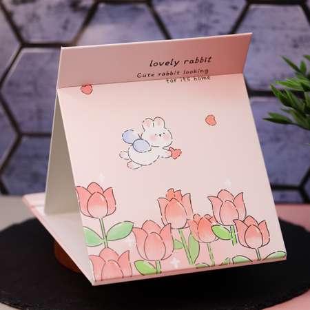 Зеркало настольное для макияжа iLikeGift Lovely rabbit pink