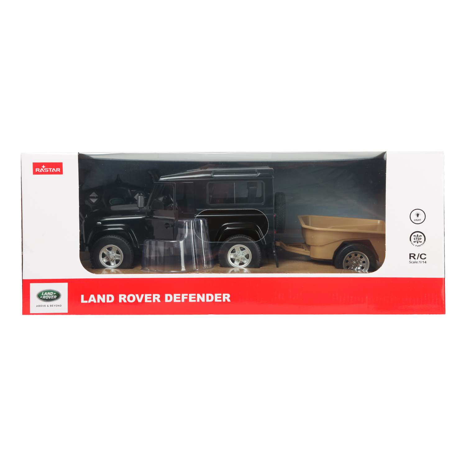 Машина Rastar РУ 1:14 Land Rover Defender with Trailer Черная 78400-1 - фото 2