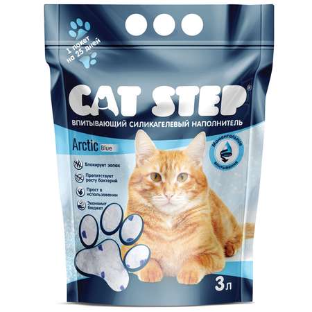 Наполнитель Cat Step Arctic Blue впитывающий силикагелевый 3л