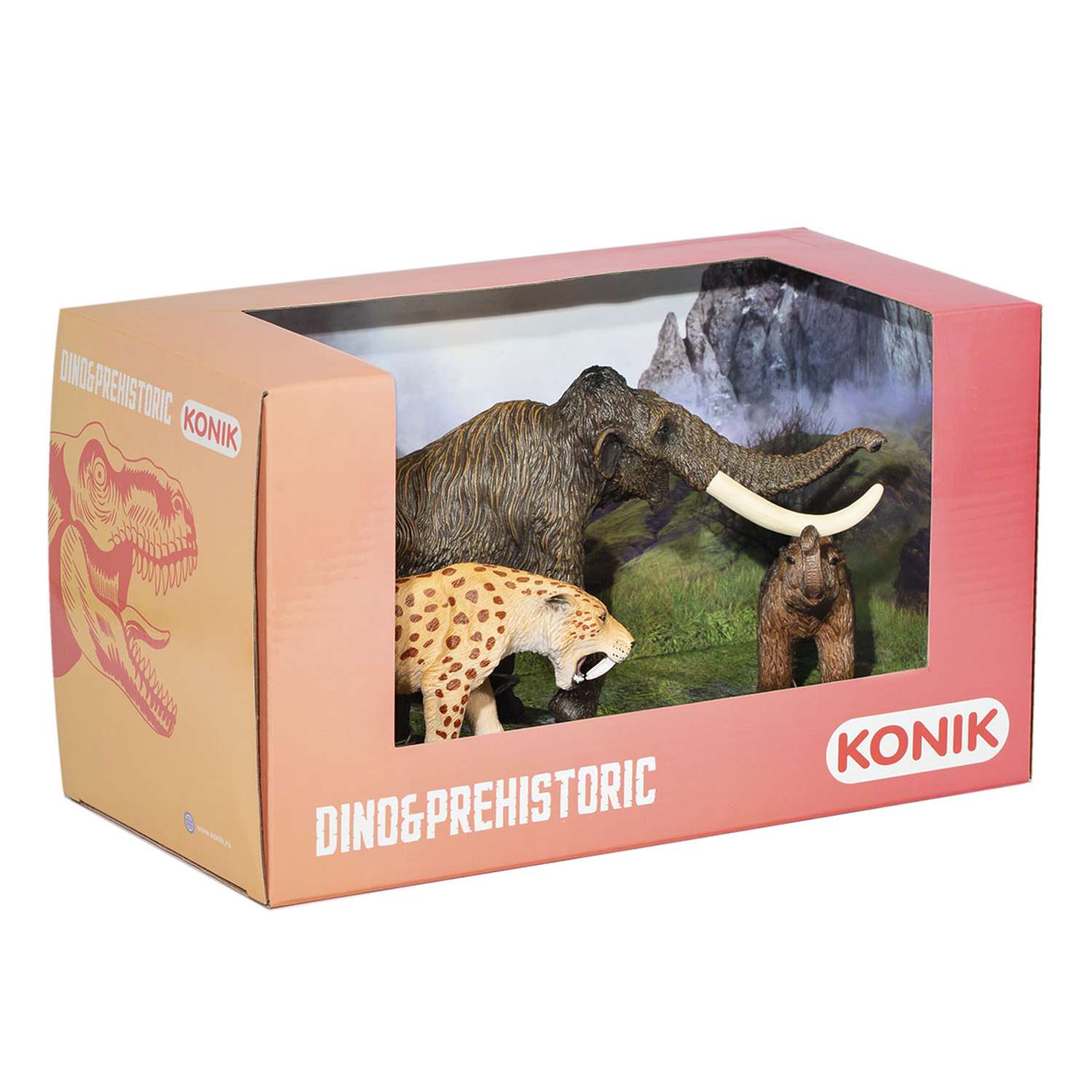Набор фигурок KONIK Доисторические животные мамонт мамонтёнок смилодон - фото 1