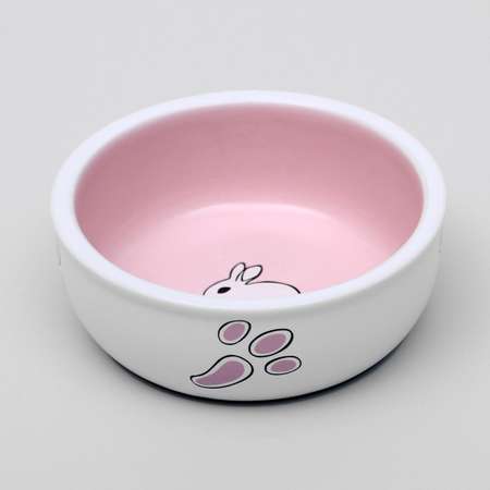 Миска Пижон керамическая для кроликов 200 мл 10х3.7 см бело-розовая