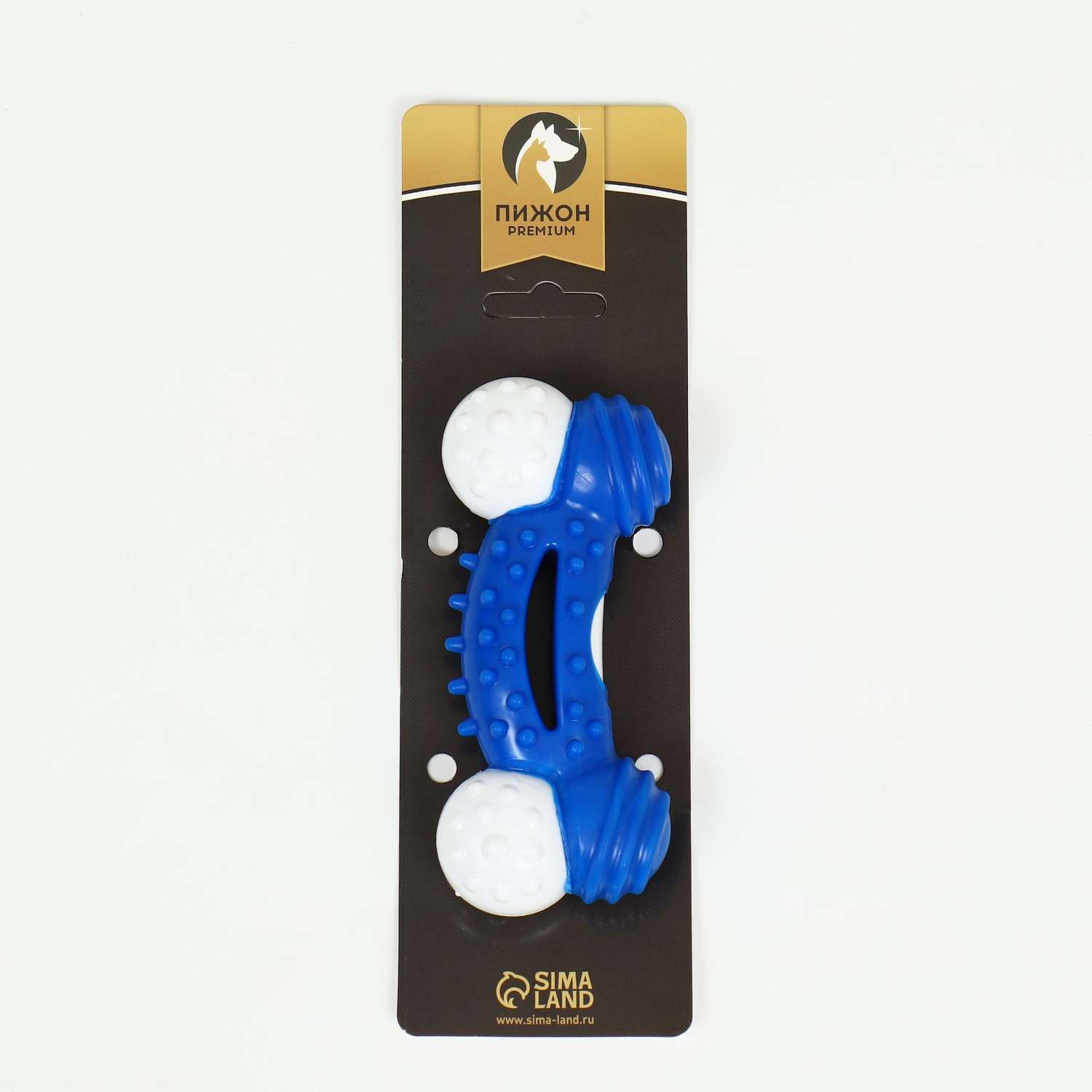 Игрушка Пижон двухслойная твердый и мягкий пластик «Изогнутая кость» 13 см синяя - фото 4