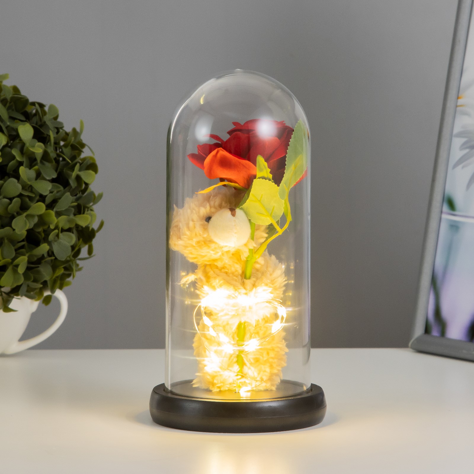 Ночник Luazon «Мишка с цветком» LED от батареек 3хLR44 11х11х21 см - фото 2