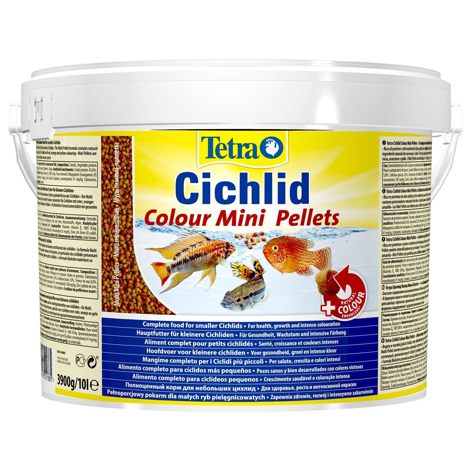 Корм для рыб Tetra 10л Cichlid Colour Mini Pellets для всех видов цихлид для улучшения окраса - фото 1