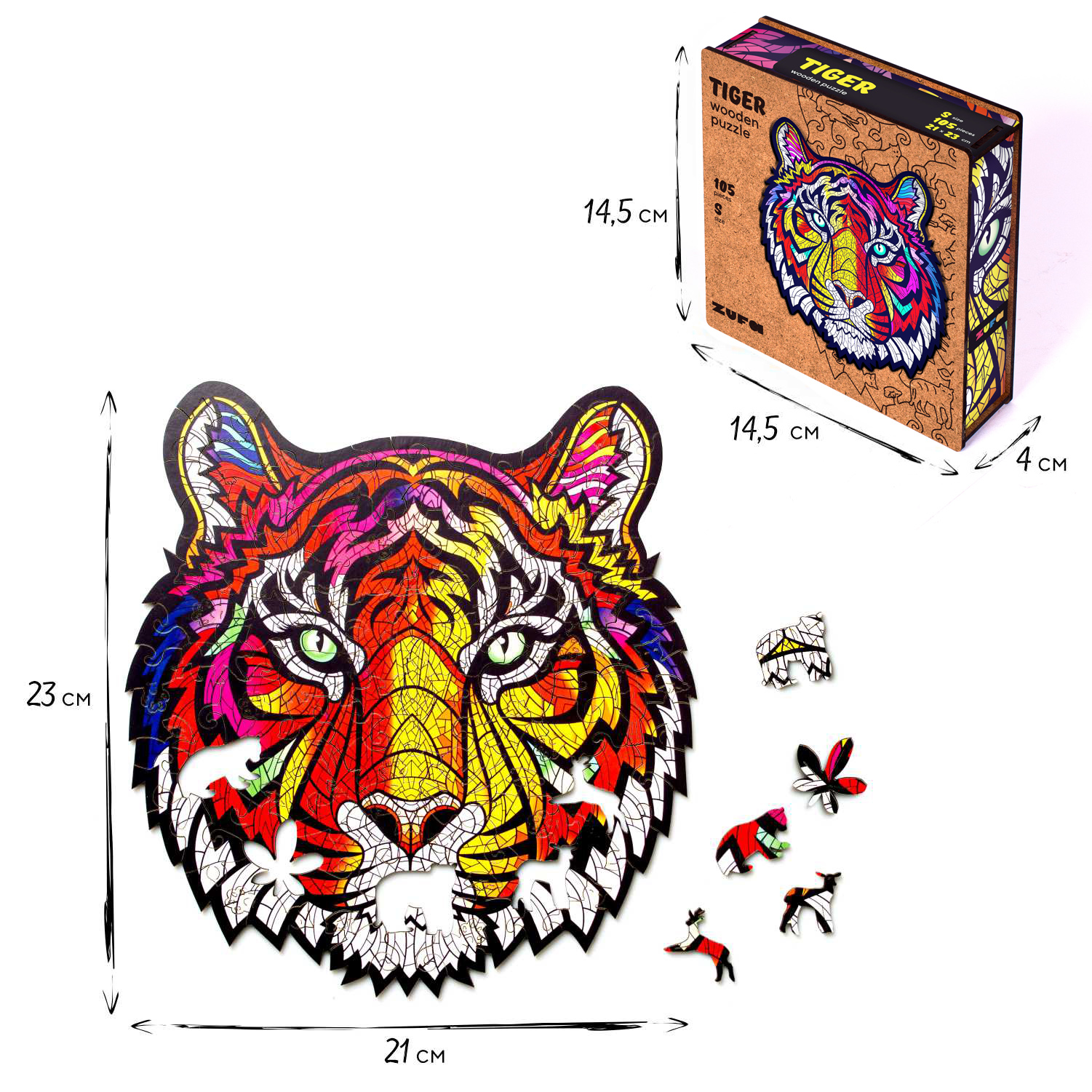 Пазл деревянный Zufa Тигр S 105элементов ZDM 003 - фото 6
