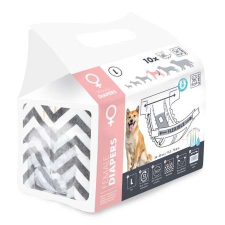 Подгузники для собак M-PETS L 34-50см 10шт