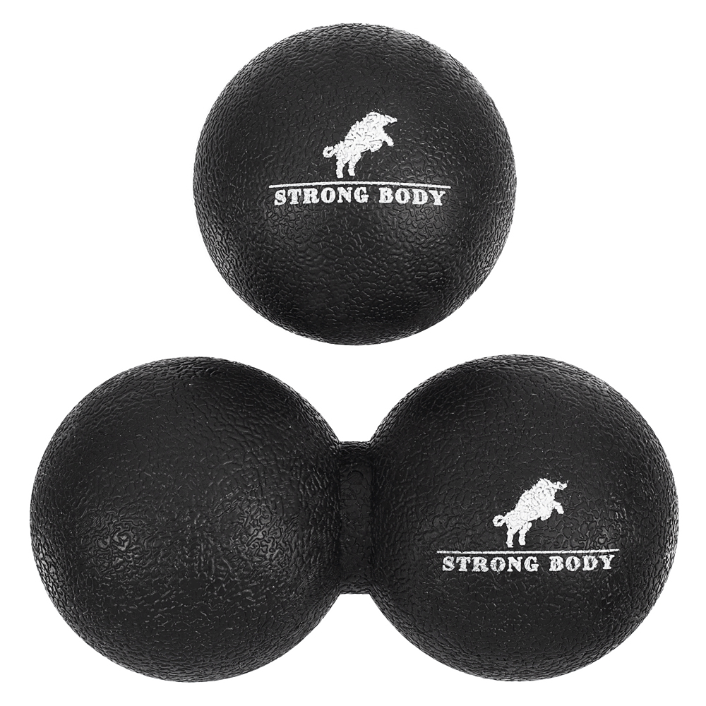 Набор массажных мячей STRONG BODY спортивных для МФР. Классический и сдвоенный: 6 см и 6х12 см. Черный - фото 4