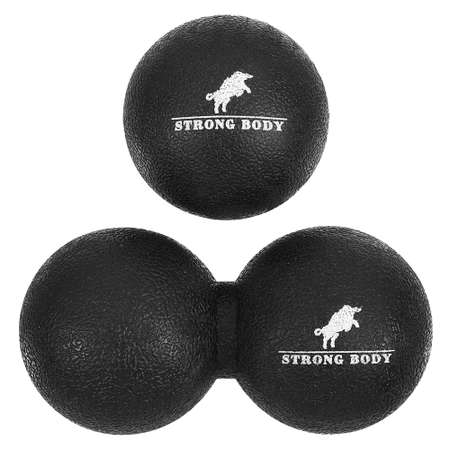 Набор массажных мячей STRONG BODY спортивных для МФР. Классический и сдвоенный: 6 см и 6х12 см. Черный