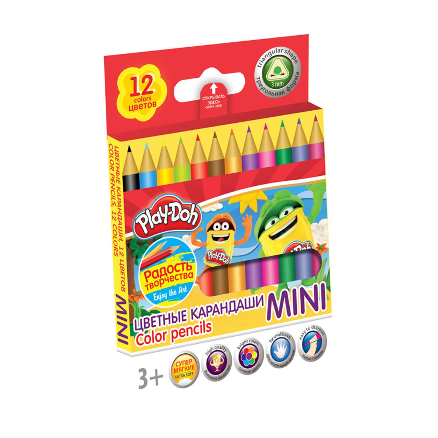 Цветные карандаши Kinderline MINI 12 цв. - фото 1