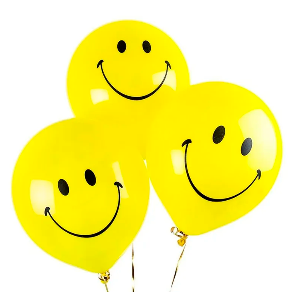 Воздушный шар Riota Смайлики Эмодзи желтые 30 см 15 шт - фото 3