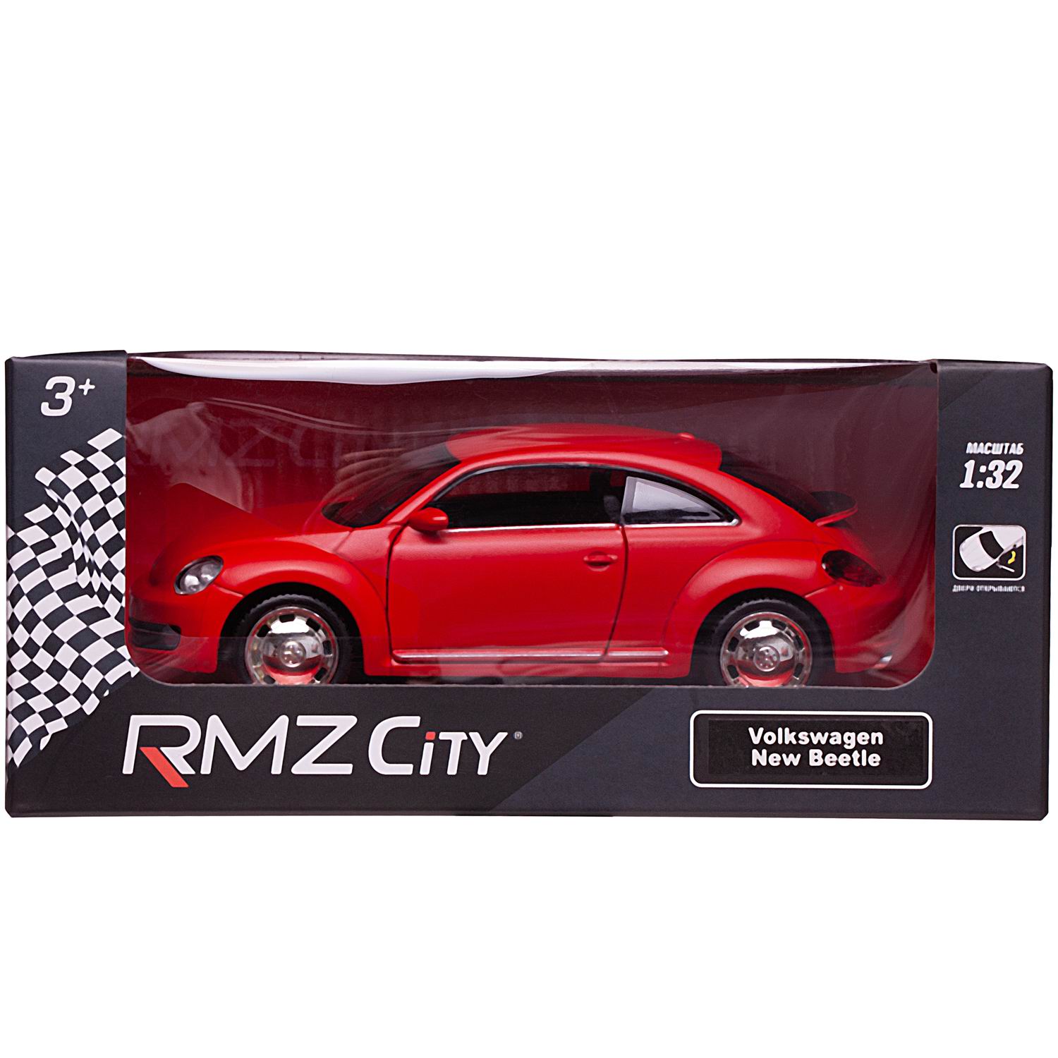 Металлическая инерционная машина RMZ City - Volkswagen New Beetle 2012, 1:32, красный матовый