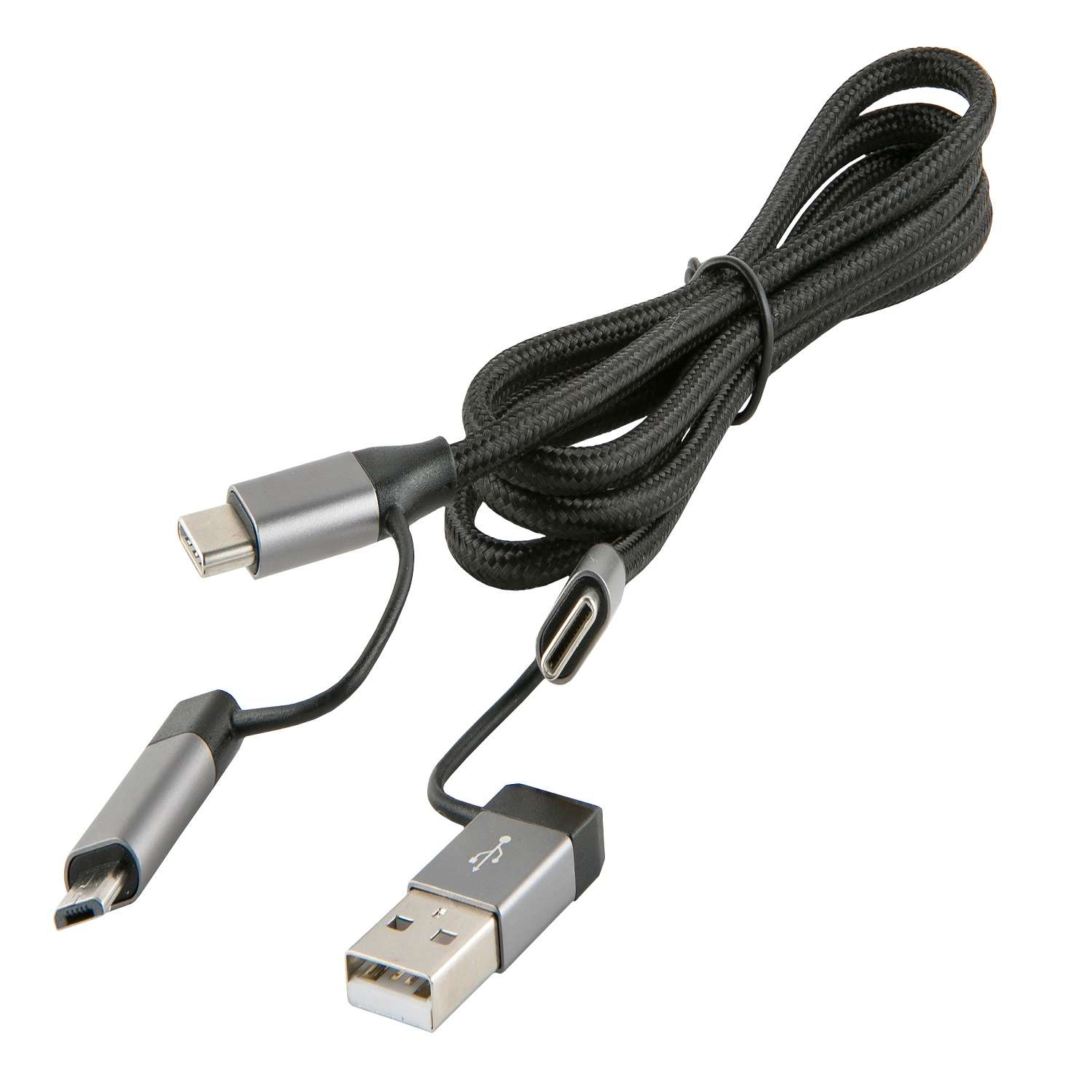 Дата-кабель RedLine 4в1 USB Type-C Micro-USB черный - фото 1