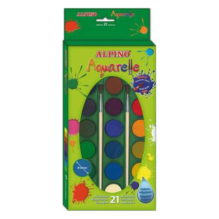 Акварельные краски ALPINO 21 цв. + 2 кисточки