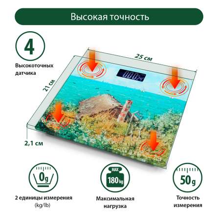 Весы напольные MARTA MT-SC1690 сенсорные встроенный термометр Хижина в Сен-Андрессе