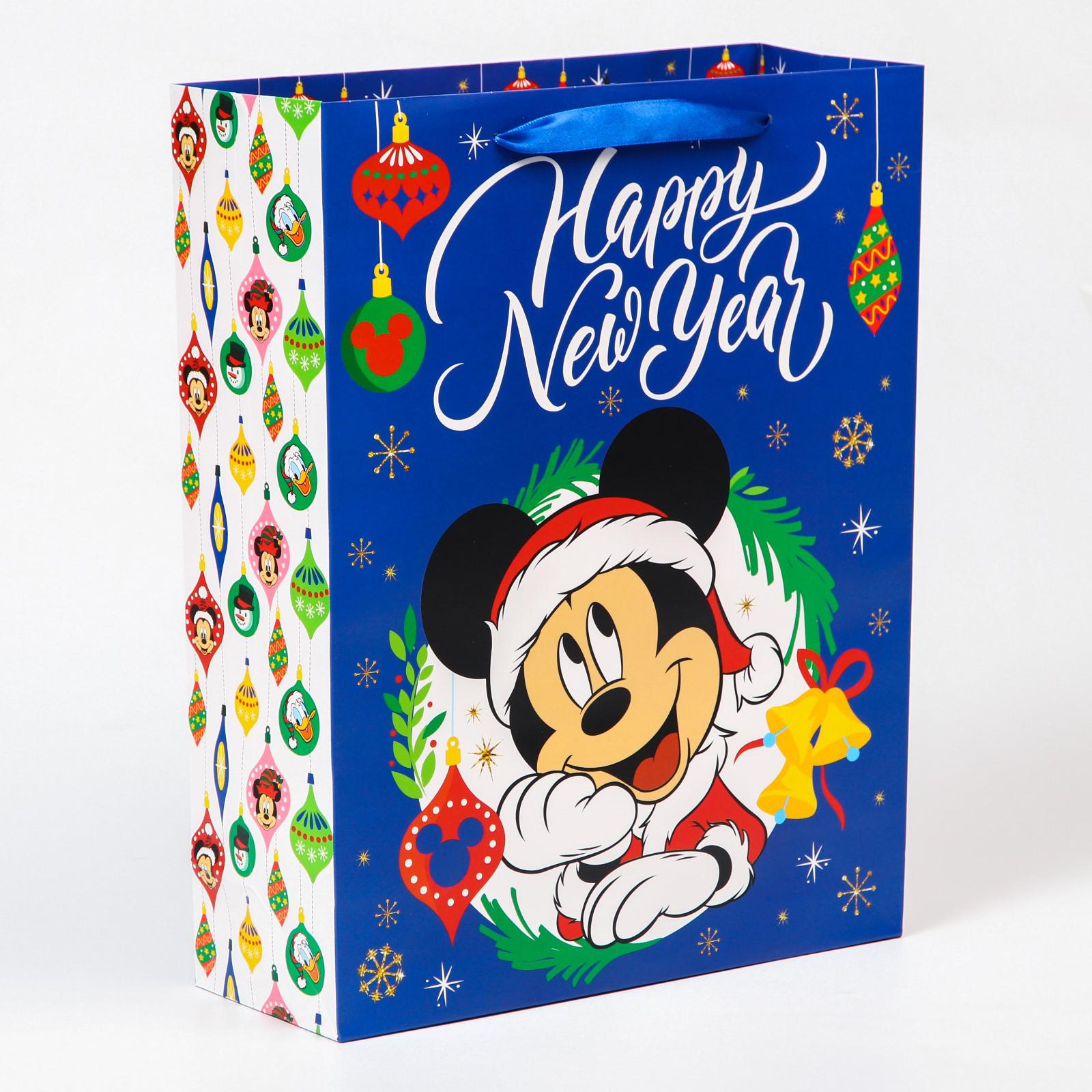 Пакет Disney ламинат вертикальный «Happy New Year» Микки Маус. 31х40х11.5 - фото 1