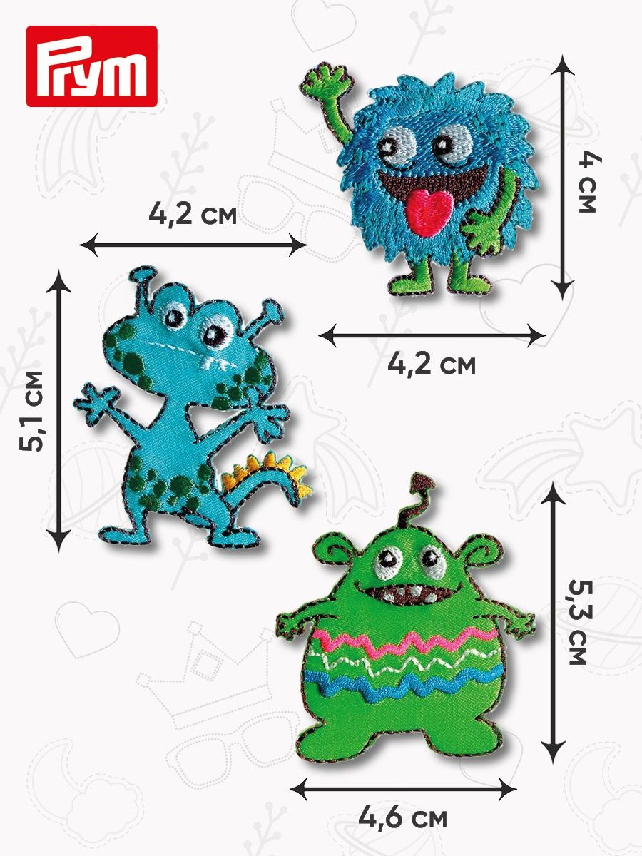 Термоаппликация Prym нашивка Монстр 3 шт для ремонта и украшения одежды 924300 - фото 9