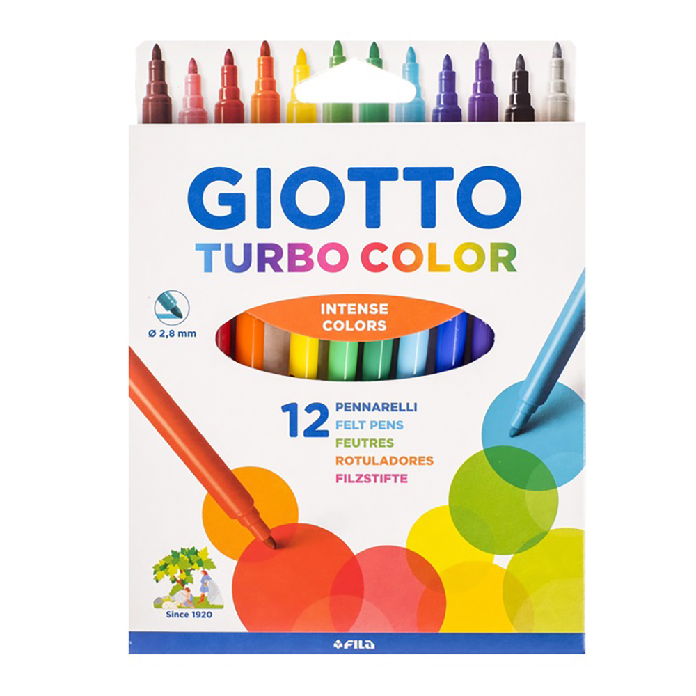 Набор фломастеров GIOTTO TURBO COLOR 12 цветов - фото 1