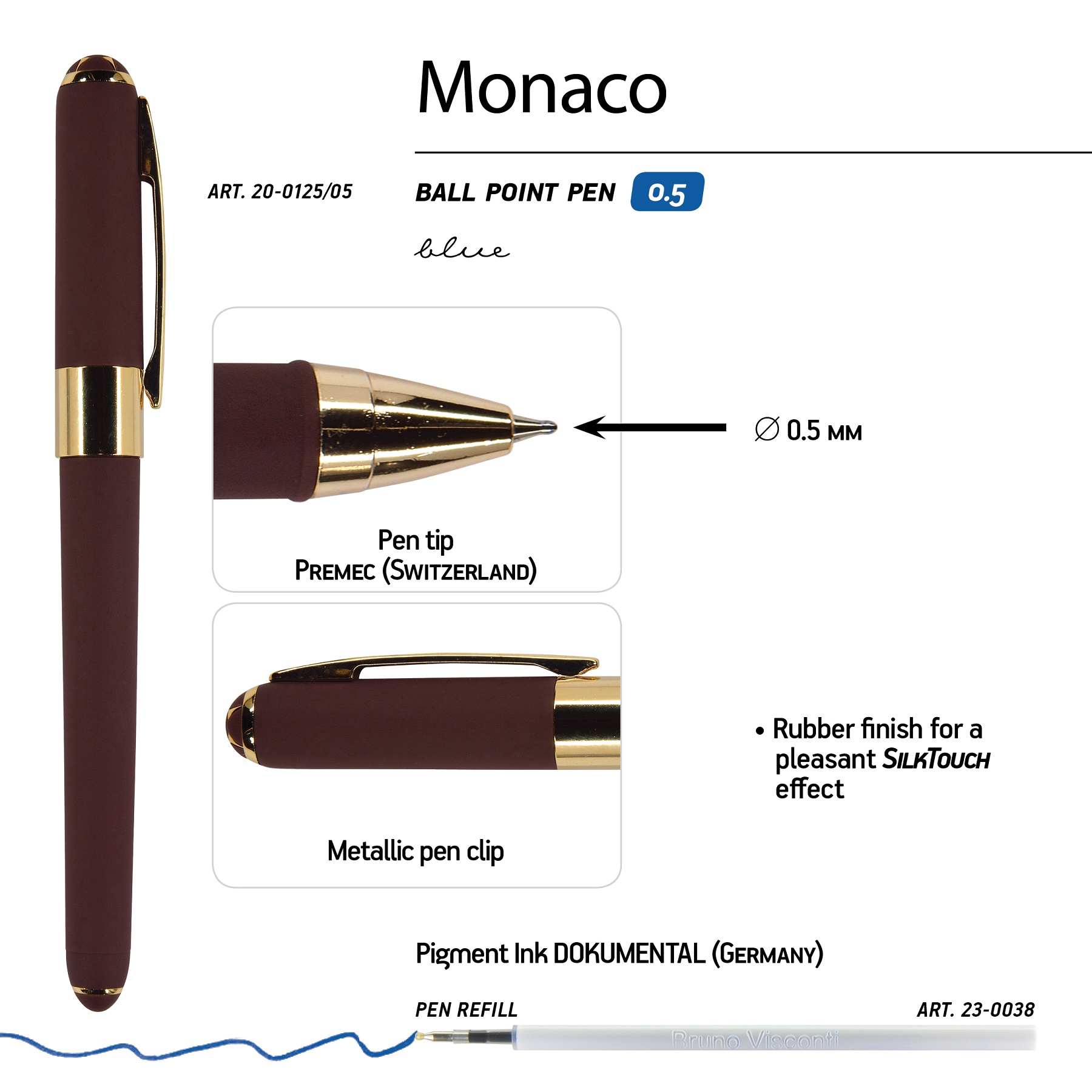 Набор из 2-х шариковых ручек Bruno Visconti Monaco коричневый корпус оранжевая коробка - фото 4