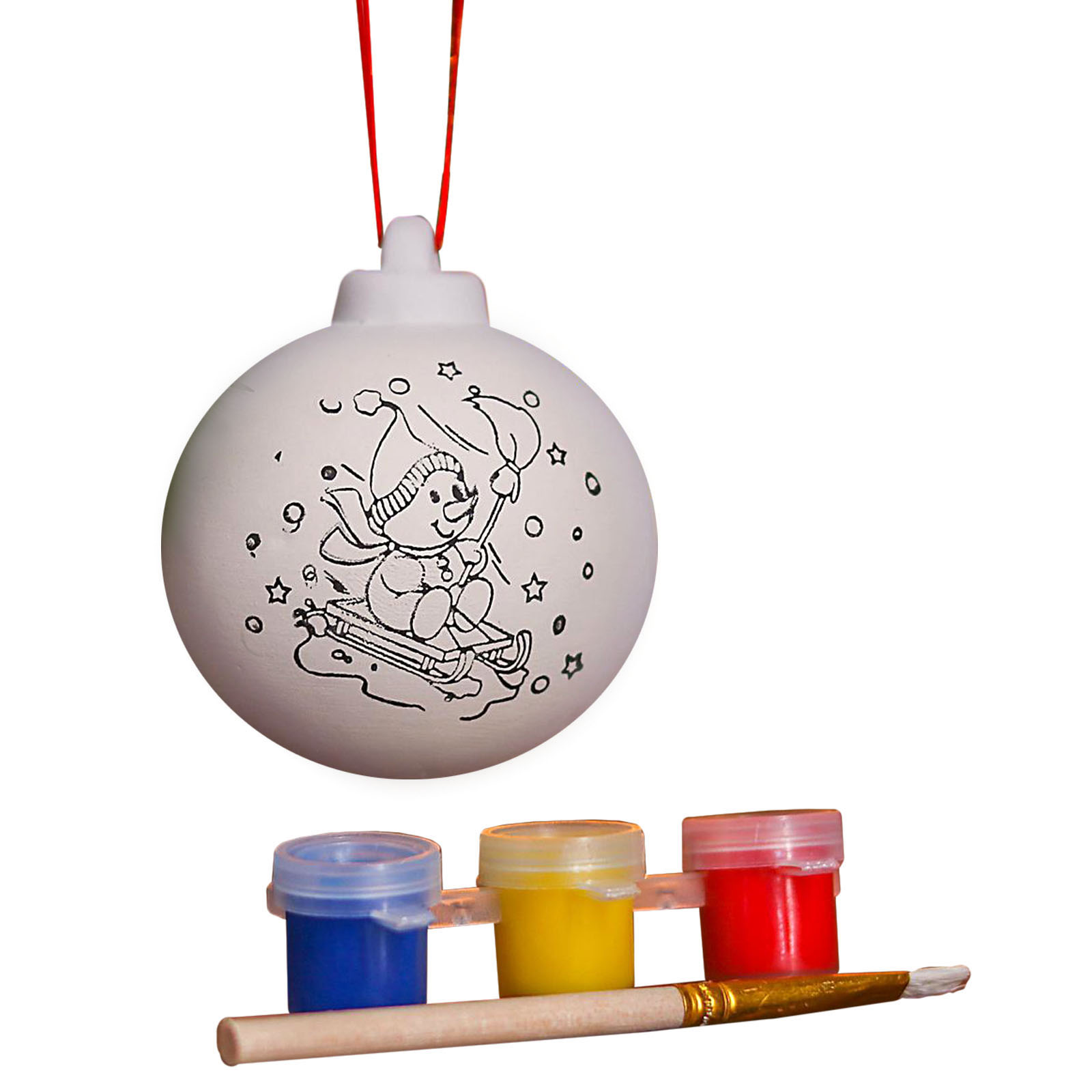 Набор для творчества Школа Талантов Новогодний шар Снеговик на санках - фото 1