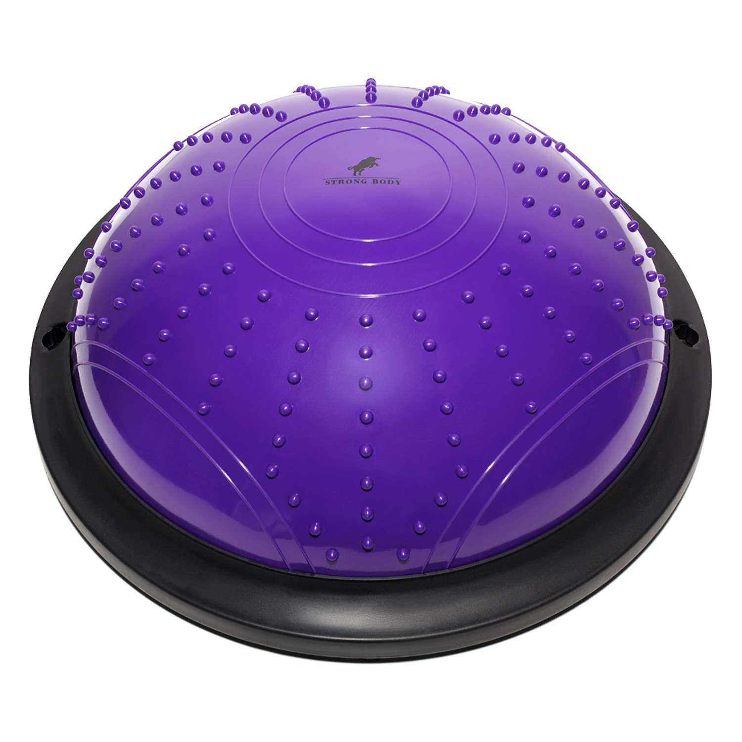 Балансировочная полусфера BOSU STRONG BODY в комплекте со съемными эспандерами фиолетовая - фото 2