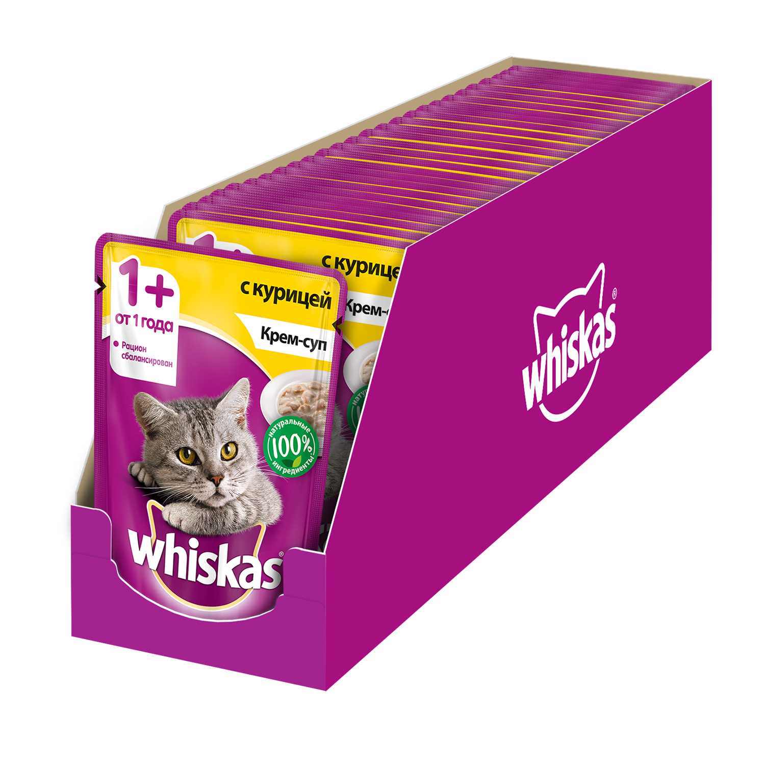 Корм влажный для кошек Whiskas 85г крем-суп с курицей пауч - фото 3