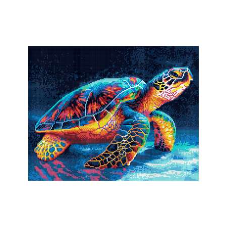 Алмазная мозаика Art on Canvas холст на деревянном подрамнике 40х50 см Красочная черепаха