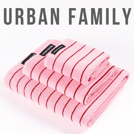 Набор махровых полотенец Urban Family Розовый с малиновой полоской