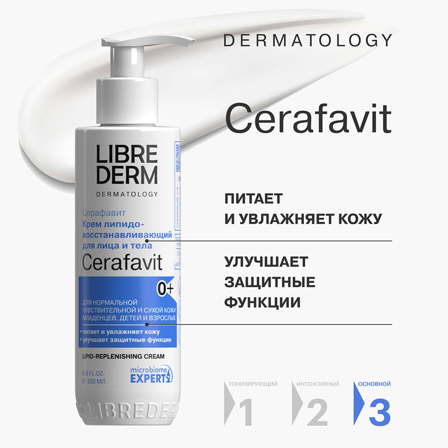 Крем 200 мл Librederm CERAFAVIT крем липидовосстанавливающий с церамидами и пребиотиком для лица и тела 0+ - фото 2