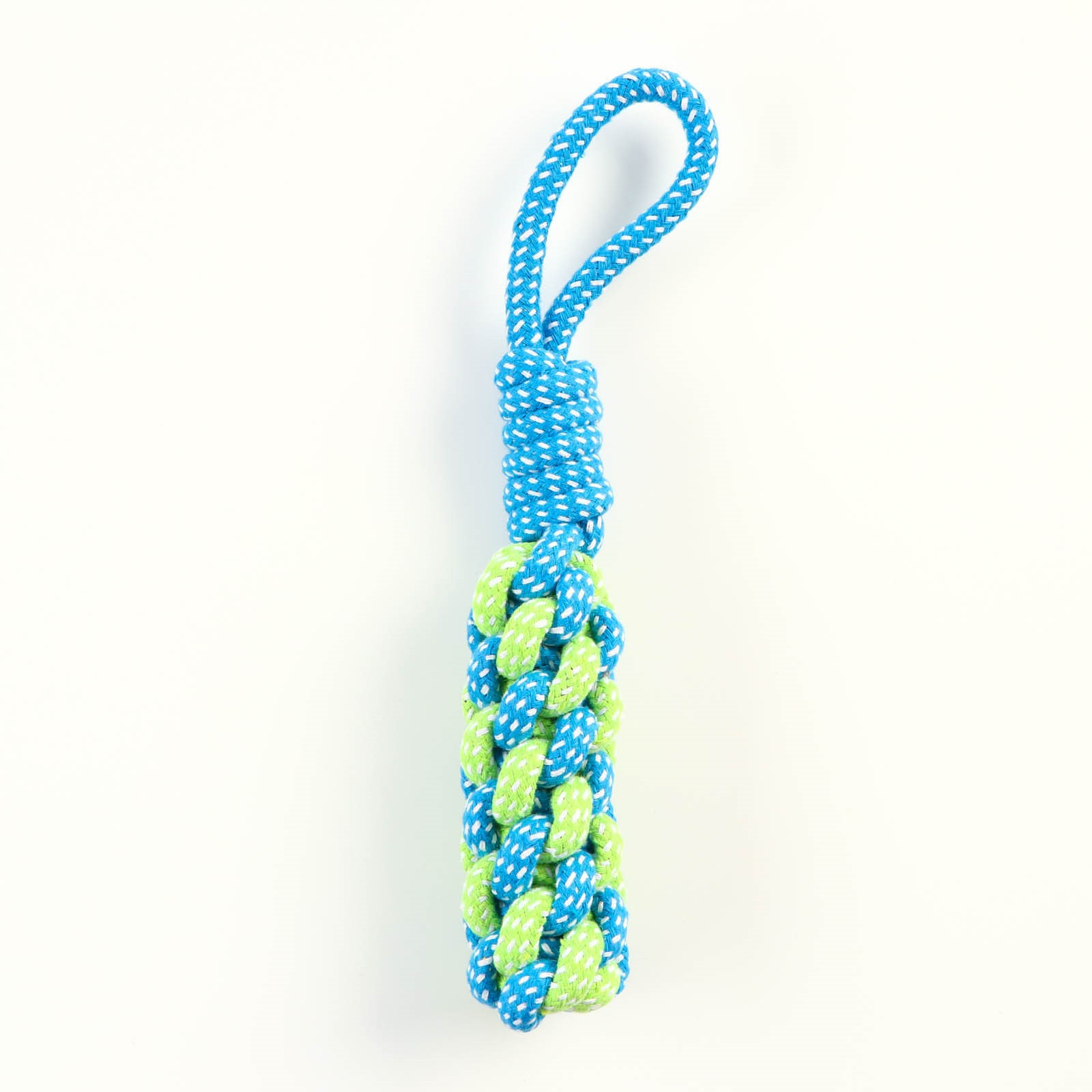 Игрушка Пижон канатная плетеная с ручкой 120 г до 31 см синяя/зелёная - фото 2