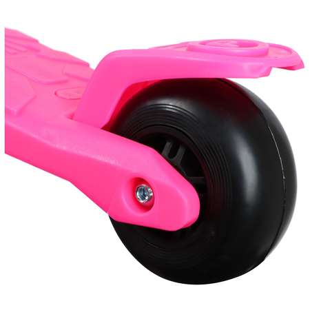 Самокат GRAFFITI стальнойколёса световые PU 120/100 мм. цвет розовый