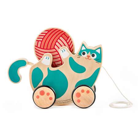 Игрушка для малышей каталка HAPE погремушка Игривый котенок E0366_HP