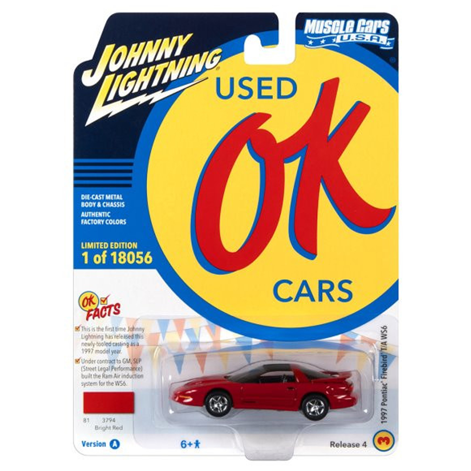 Автомобиль Johnny Lightning 1:64 красный JLMC028A-R4-N3 - фото 4