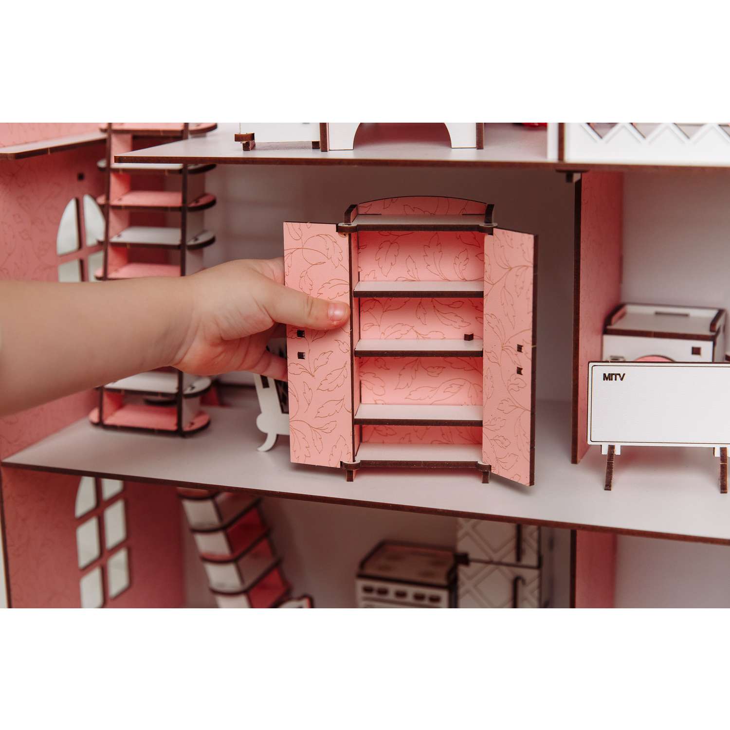 Кукольный дом с мебелью EcoBabyk Розовый PC1 PC1 - фото 6