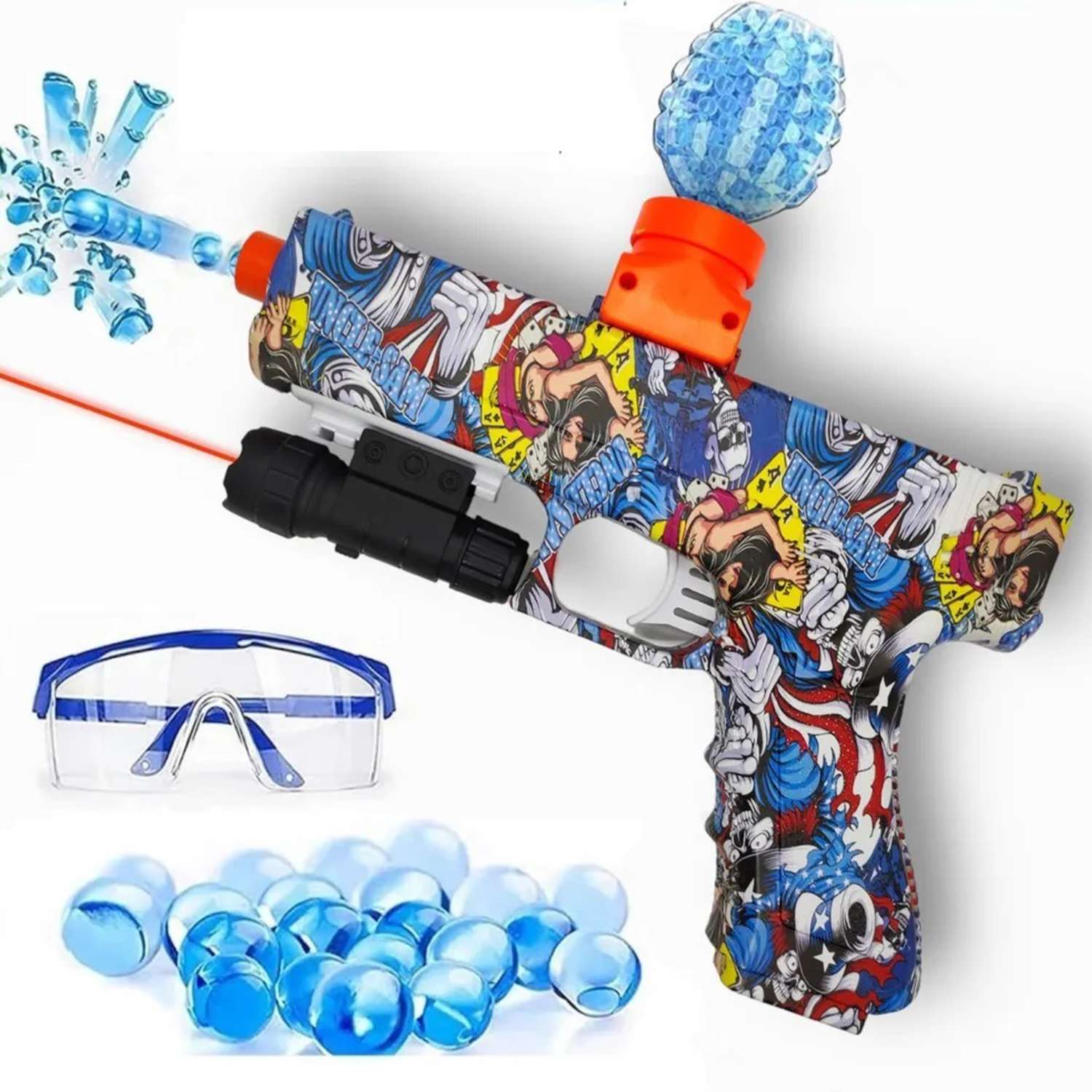 Пистолет с орбизами ТОТОША игрушечное оружие с пульками гидрогелевые шарики и лазерным прицелом - фото 5